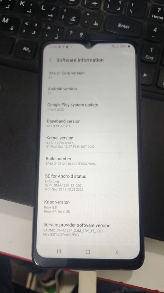 فایل روت (A127FXXU7BVI4)A127F|A12 U7 Android 12