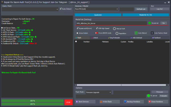 Repair Fix Auth Tool (RepairFixAuthTools.com) Credit AUTO API [EXISTING USER ] Xiaomi Flash/EFS/Mi Cloud